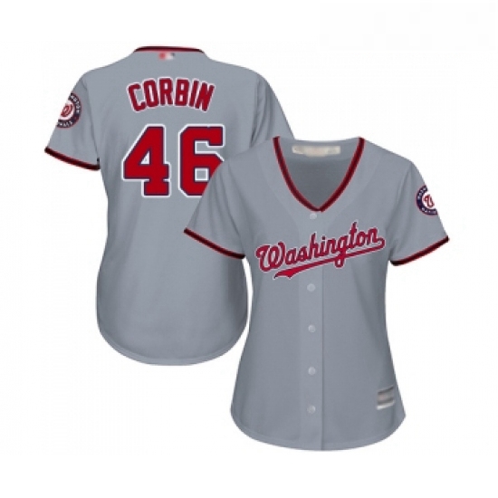 Womens Washington Nationals 46 Patrick Corbin Replica Grey Road Cool Base Baseball Jersey