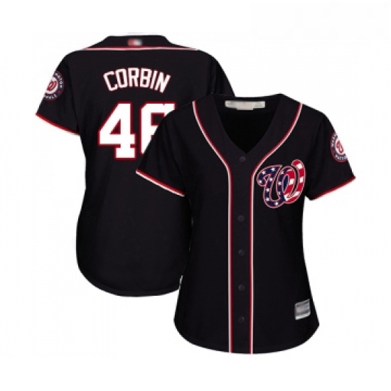 Womens Washington Nationals 46 Patrick Corbin Replica Navy Blue Alternate 2 Cool Base Baseball Jerse