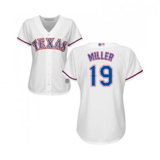 Womens Texas Rangers 19 Shelby Miller Replica White Home Cool Base Baseball Jersey