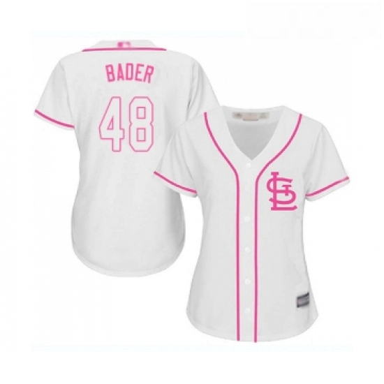 Womens St Louis Cardinals 48 Harrison Bader Replica White Fashion Cool Base Baseball Jersey