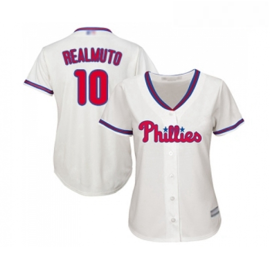 Womens Philadelphia Phillies 10 J T Realmuto Replica Cream Alternate Cool Base Baseball Jersey