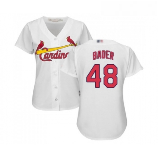 Womens St Louis Cardinals 48 Harrison Bader Replica White Home Cool Base Baseball Jersey