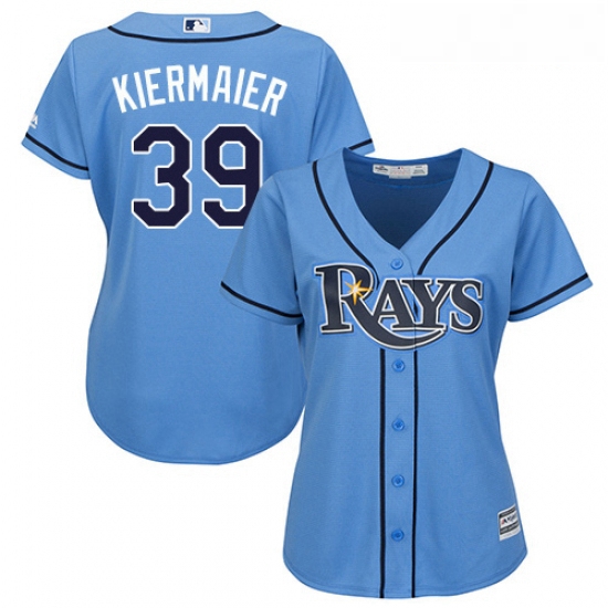 Womens Majestic Tampa Bay Rays 39 Kevin Kiermaier Replica Light Blue Alternate 2 Cool Base MLB Jerse