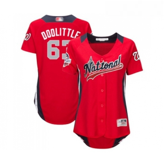 Womens Washington Nationals 63 Sean Doolittle Game Red National League 2018 Baseball All Star Baseba