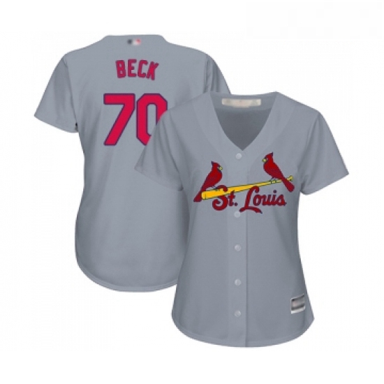 Womens St Louis Cardinals 70 Chris Beck Replica Grey Road Cool Base Baseball Jersey