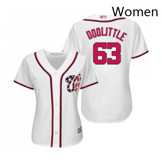 Womens Washington Nationals 63 Sean Doolittle Replica White Home Cool Base Baseball Jersey