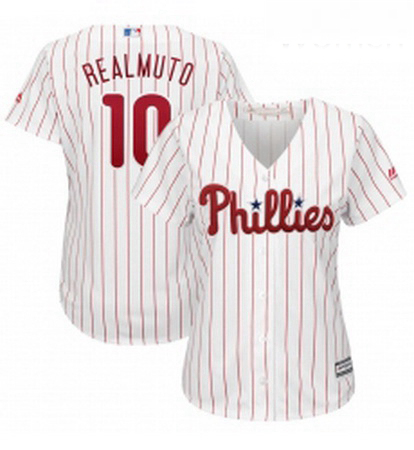 Womens Philadelphia Phillies 10 JT Realmuto Majestic White Home Cool Base Player Jersey