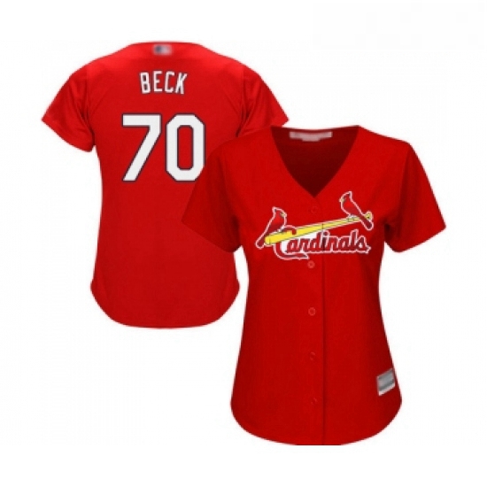 Womens St Louis Cardinals 70 Chris Beck Replica Red Alternate Cool Base Baseball Jersey