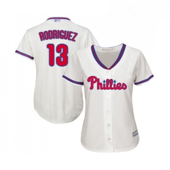 Womens Philadelphia Phillies 13 Sean Rodriguez Replica Cream Alternate Cool Base Baseball Jersey