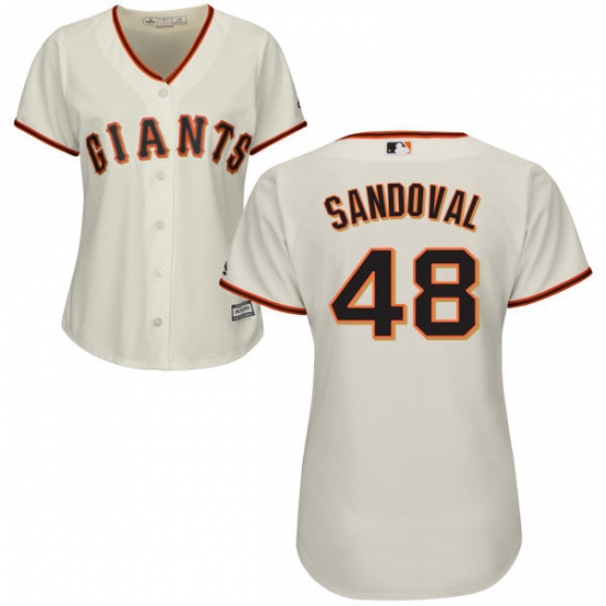 Womens Majestic San Francisco Giants 48 Pablo Sandoval Authentic Cream Home Cool Base MLB Jersey