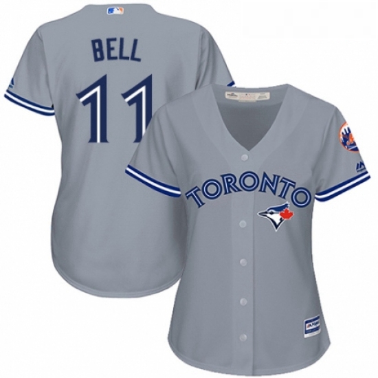 Womens Majestic Toronto Blue Jays 11 George Bell Replica Grey Road MLB Jersey