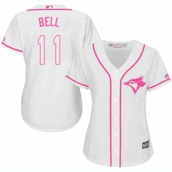 Womens Majestic Toronto Blue Jays 11 George Bell Replica White Fashion Cool Base MLB Jersey