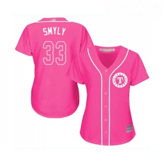 Womens Texas Rangers 33 Drew Smyly Replica Pink Fashion Cool Base Baseball Jersey