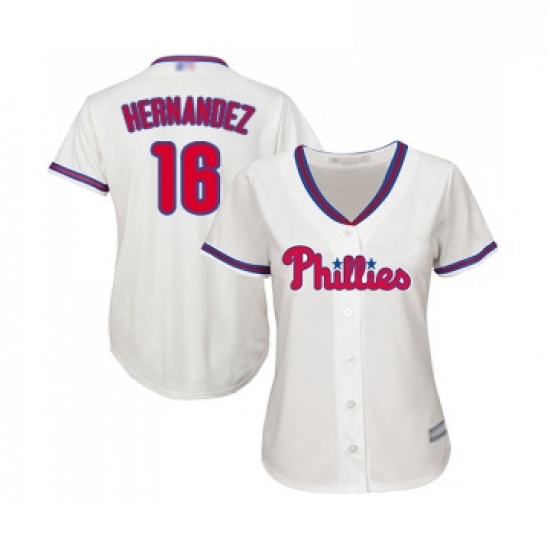 Womens Philadelphia Phillies 16 Cesar Hernandez Replica Cream Alternate Cool Base Baseball Jersey