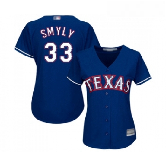 Womens Texas Rangers 33 Drew Smyly Replica Royal Blue Alternate 2 Cool Base Baseball Jersey