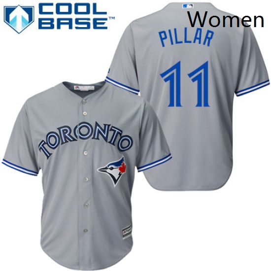 Womens Majestic Toronto Blue Jays 11 Kevin Pillar Replica Grey MLB Jersey