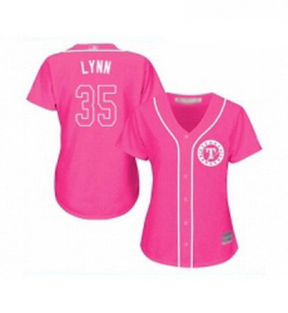 Womens Texas Rangers 35 Lance Lynn Replica Pink Fashion Cool Base Baseball Jersey