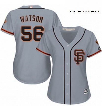 Womens Majestic San Francisco Giants 56 Tony Watson Authentic Grey Road 2 Cool Base MLB Jersey