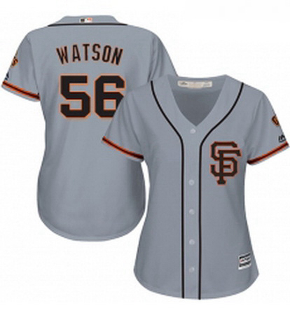 Womens Majestic San Francisco Giants 56 Tony Watson Replica Grey Road 2 Cool Base MLB Jersey