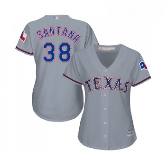 Womens Texas Rangers 38 Danny Santana Replica Grey Road Cool Base Baseball Jersey