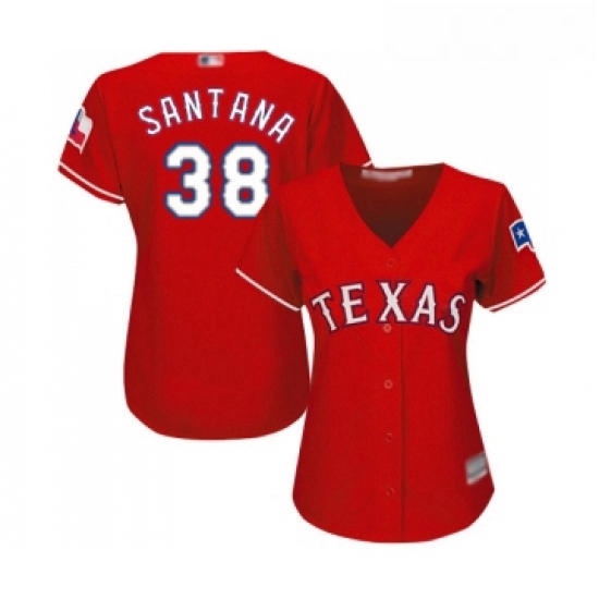 Womens Texas Rangers 38 Danny Santana Replica Red Alternate Cool Base Baseball Jersey