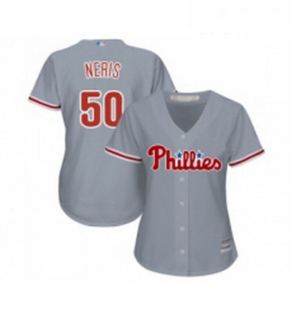 Womens Philadelphia Phillies 50 Hector Neris Replica Grey Road Cool Base Baseball Jersey