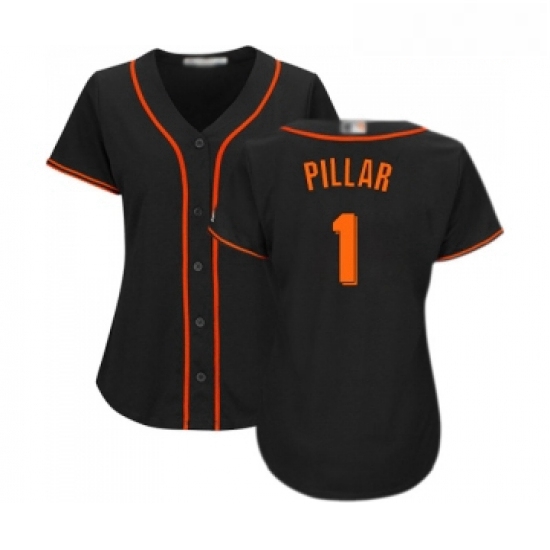 Womens San Francisco Giants 1 Kevin Pillar Replica Black Alternate Cool Base Baseball Jersey