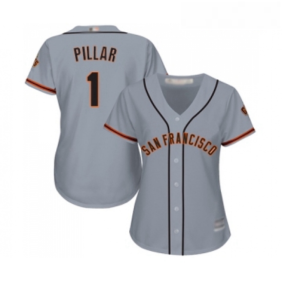 Womens San Francisco Giants 1 Kevin Pillar Replica Grey Road Cool Base Baseball Jersey