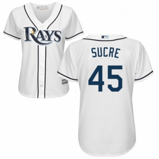 Womens Majestic Tampa Bay Rays 45 Jesus Sucre Replica White Home Cool Base MLB Jersey