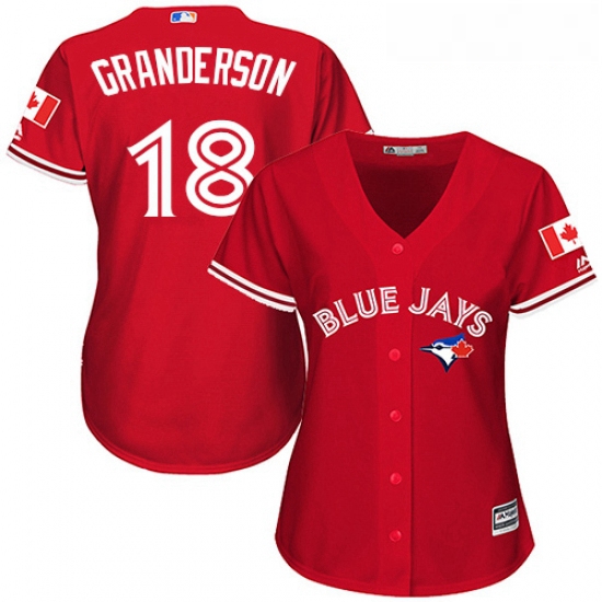 Womens Majestic Toronto Blue Jays 18 Curtis Granderson Authentic Scarlet Alternate MLB Jersey