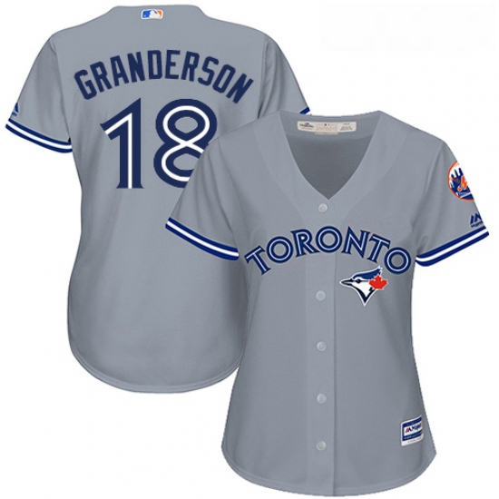 Womens Majestic Toronto Blue Jays 18 Curtis Granderson Replica Grey Road MLB Jersey