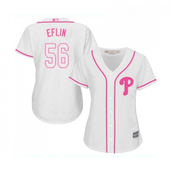 Womens Philadelphia Phillies 56 Zach Eflin Replica White Fashion Cool Base Baseball Jersey