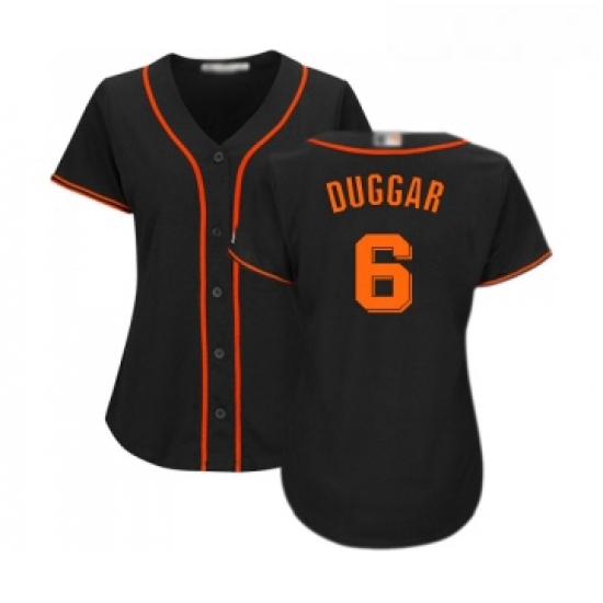 Womens San Francisco Giants 6 Steven Duggar Replica Black Alternate Cool Base Baseball Jersey