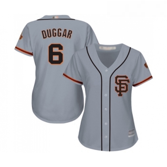 Womens San Francisco Giants 6 Steven Duggar Replica Grey Road 2 Cool Base Baseball Jersey