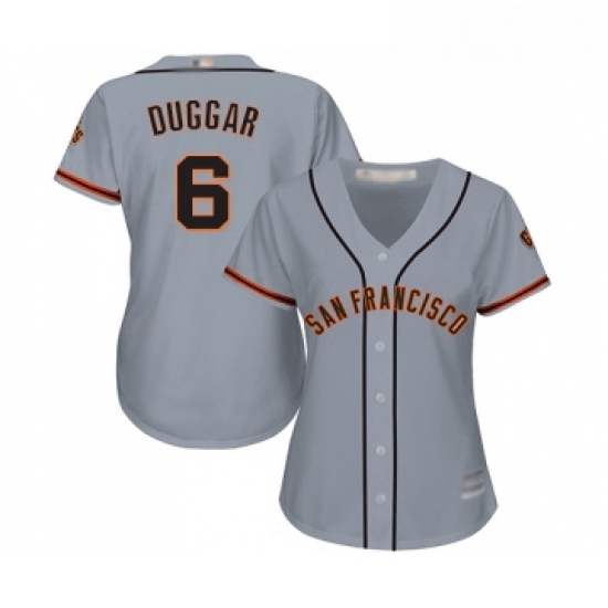 Womens San Francisco Giants 6 Steven Duggar Replica Grey Road Cool Base Baseball Jersey