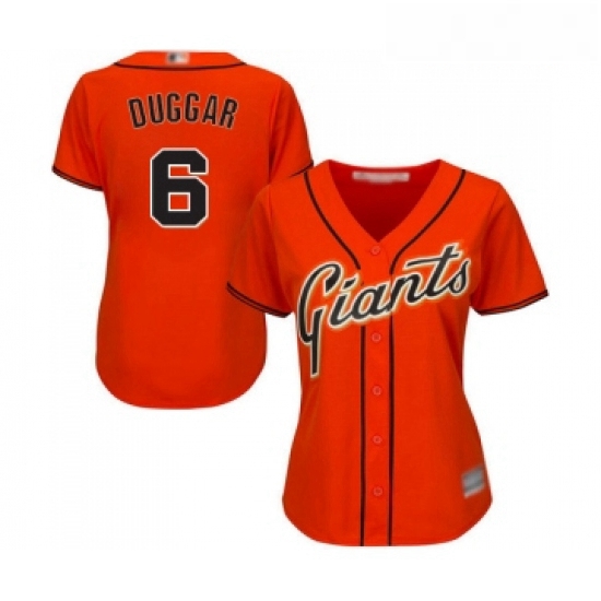 Womens San Francisco Giants 6 Steven Duggar Replica Orange Alternate Cool Base Baseball Jersey