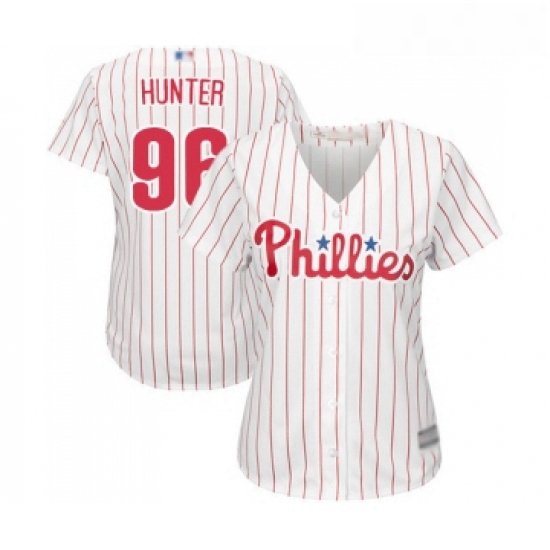 Womens Philadelphia Phillies 96 Tommy Hunter Replica White Red Strip Home Cool Base Baseball Jersey