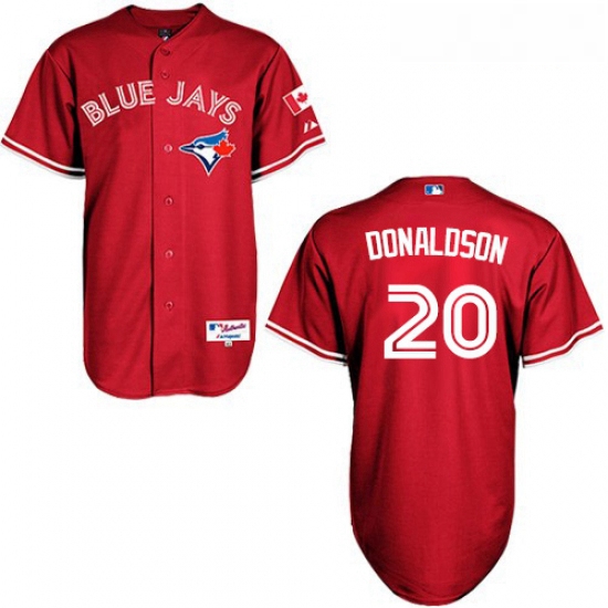 Womens Majestic Toronto Blue Jays 20 Josh Donaldson Authentic Red Canada Day MLB Jersey