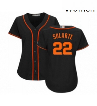 Womens San Francisco Giants 22 Yangervis Solarte Replica Black Alternate Cool Base Baseball Jersey