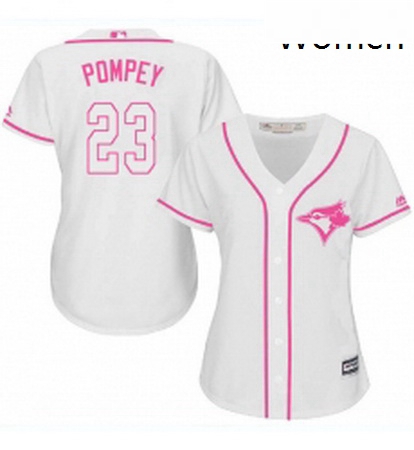 Womens Majestic Toronto Blue Jays 23 Dalton Pompey Authentic White Fashion Cool Base MLB Jersey