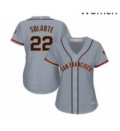 Womens San Francisco Giants 22 Yangervis Solarte Replica Grey Road Cool Base Baseball Jersey