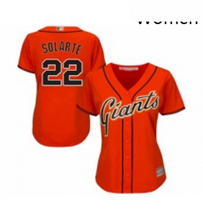 Womens San Francisco Giants 22 Yangervis Solarte Replica Orange Alternate Cool Base Baseball Jersey