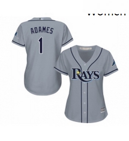 Womens Tampa Bay Rays 1 Willy Adames Replica Grey Road Cool Base Baseball Jersey