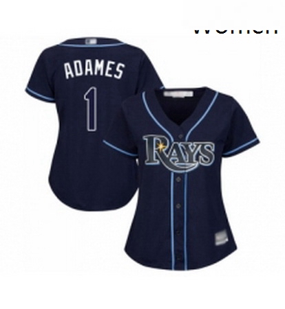 Womens Tampa Bay Rays 1 Willy Adames Replica Navy Blue Alternate Cool Base Baseball Jersey