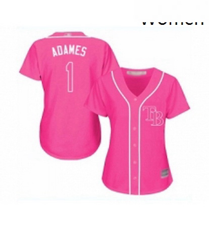 Womens Tampa Bay Rays 1 Willy Adames Replica Pink Fashion Cool Base Baseball Jersey