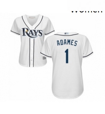 Womens Tampa Bay Rays 1 Willy Adames Replica White Home Cool Base Baseball Jersey