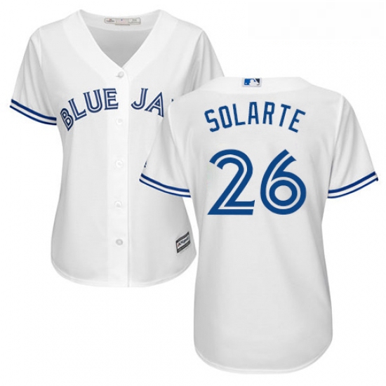 Womens Majestic Toronto Blue Jays 26 Yangervis Solarte Authentic White Home MLB Jersey