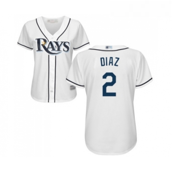 Womens Tampa Bay Rays 2 Yandy Diaz Replica White Home Cool Base Baseball Jersey