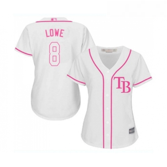 Womens Tampa Bay Rays 8 Brandon Lowe Replica White Fashion Cool Base Baseball Jersey