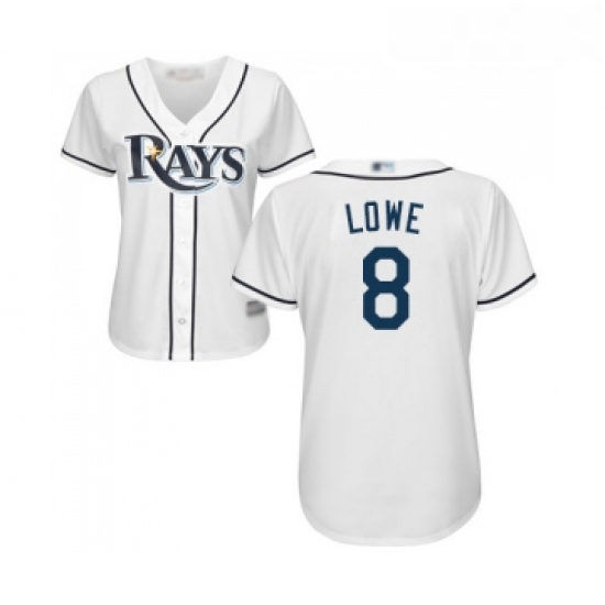 Womens Tampa Bay Rays 8 Brandon Lowe Replica White Home Cool Base Baseball Jersey